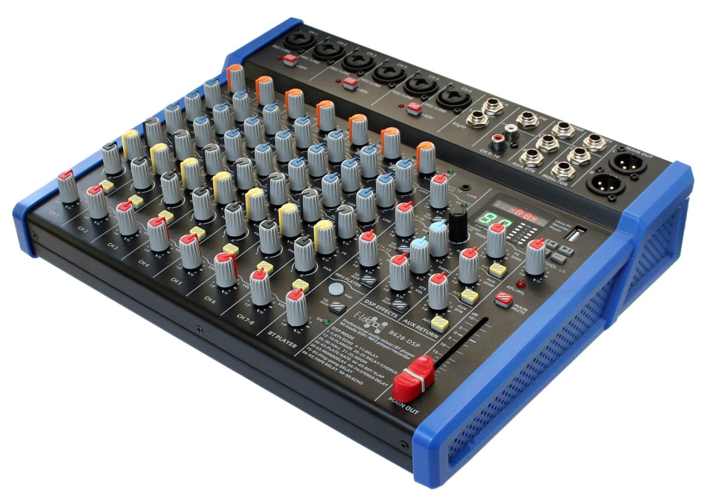 EL172638 E-Lektron B628-DSP Live Mischpult 6-Kanal + Stereo AUX/BT USB-Interface