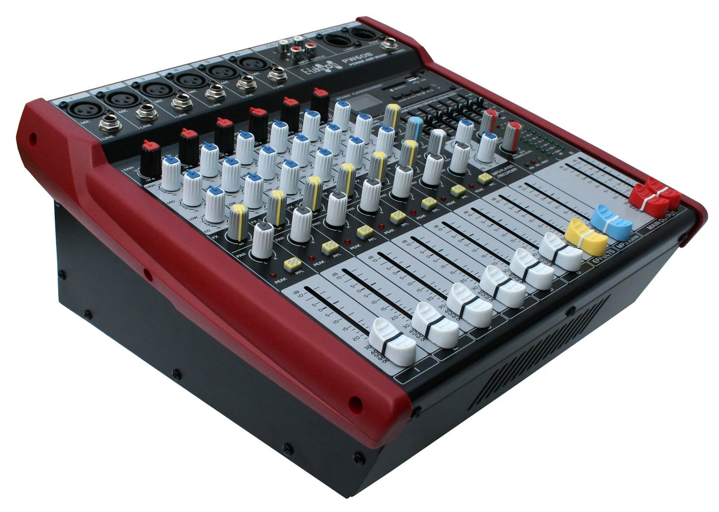 EL172580 E-Lektron PW-608 Live Power-Mixer 6-Kanal + stereo MP3 & AUX