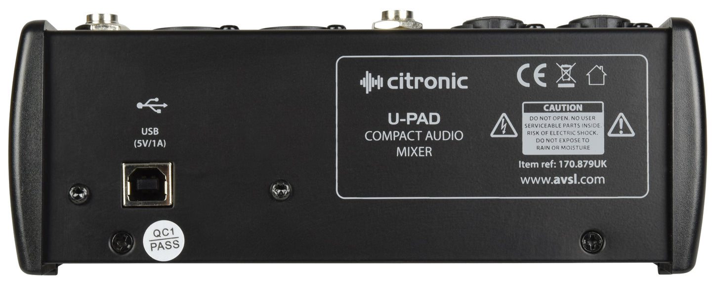EL170879 Citronic U-PAD streaming Mischpult 2-Kanal + stereo AUX/USB