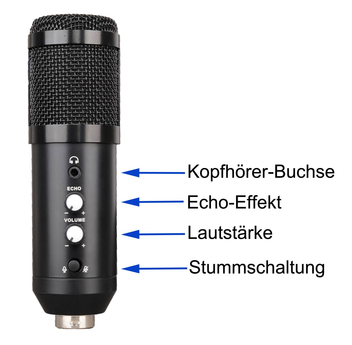 EL173528 E-Lektron EL-08USB PC Kondensator-Mikrofon inkl. Tischständer