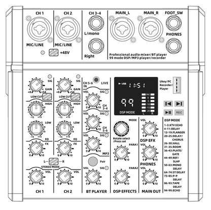 EL172632 E-Lektron A28-DSP Live Mischpult 2-Kanal + Stereo AUX/BT USB-Interface