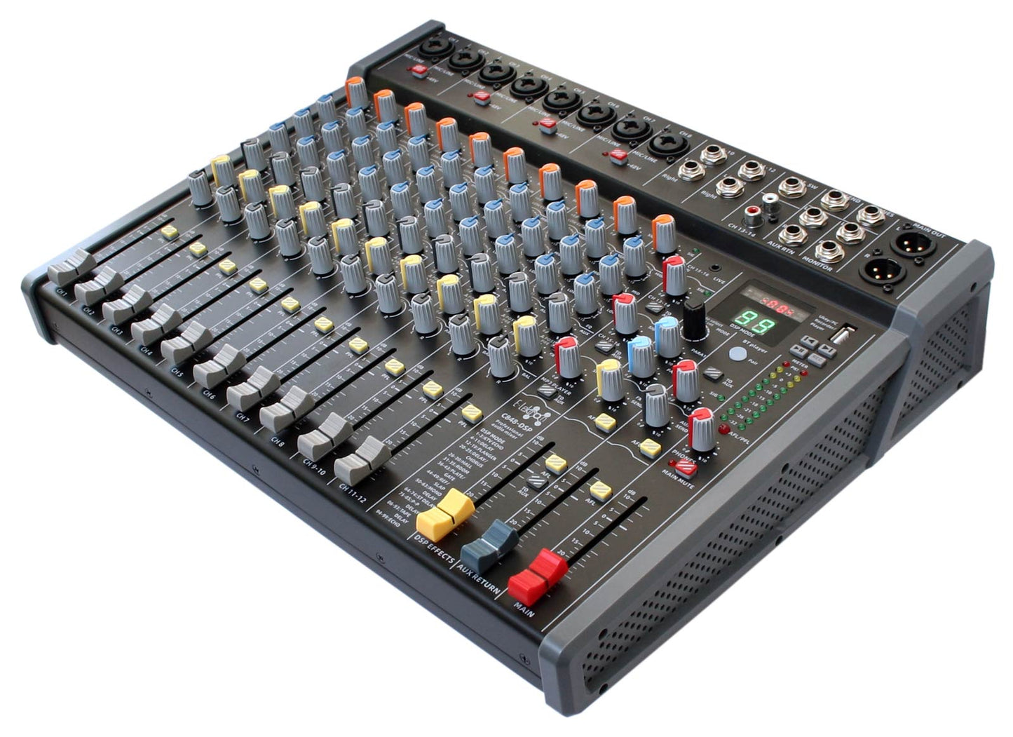 EL172641 E-Lektron C848-DSP Live Mischpult 8-Kanal + Stereo AUX/BT USB-Interface