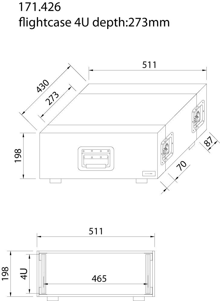 EL171426 Power Dynamics F4US Flightcase 19" - 4HE (short)