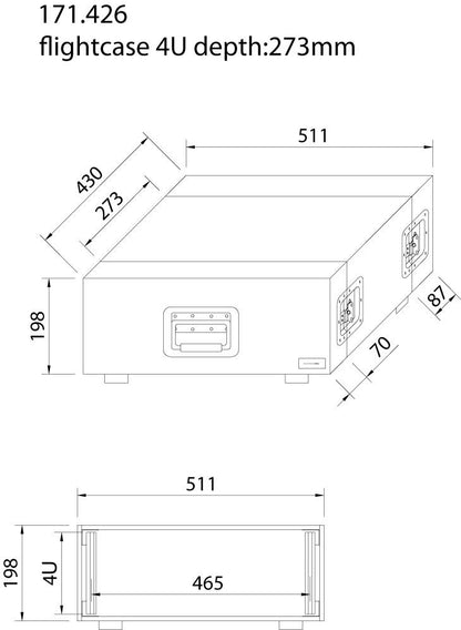 EL171426 Power Dynamics F4US Flightcase 19" - 4HE (short)