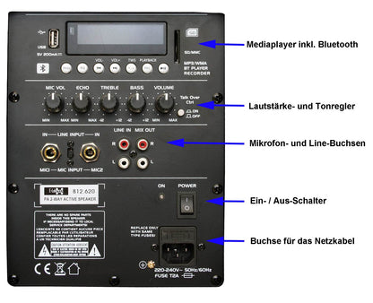 EL812620 E-Lektron JAD30-B PA Soundsystem 12" USB & Bluetooth