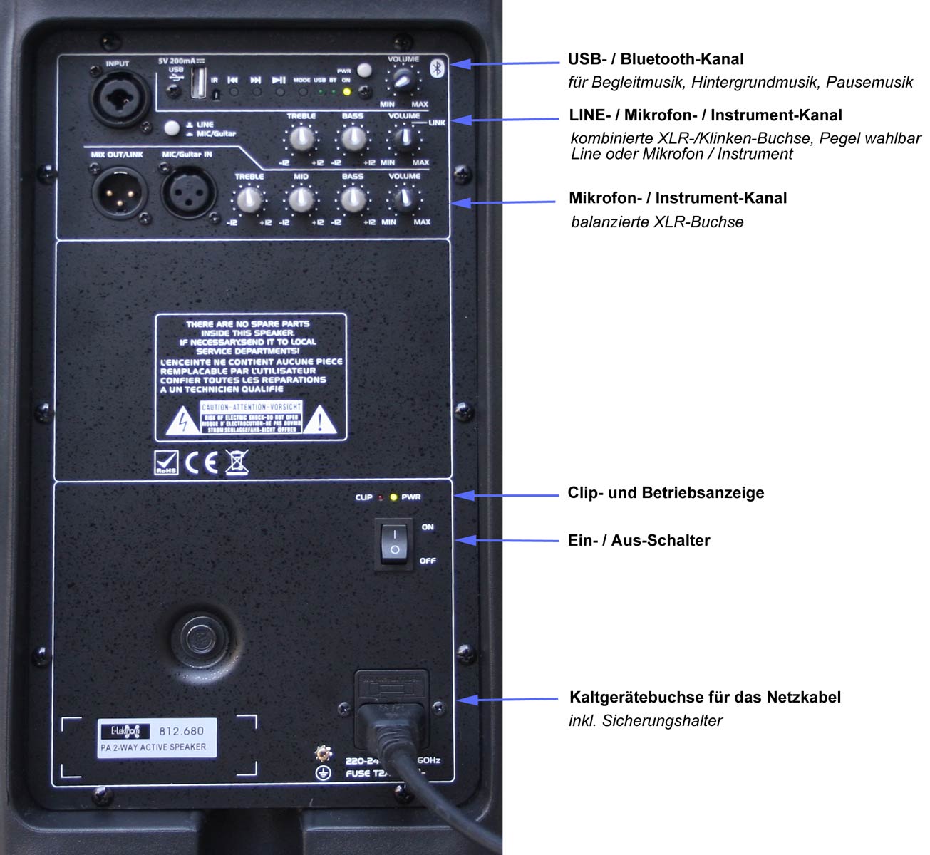 EL812680 E-Lektron EL12-DA PA Aktivlautsprecher Digital-Amp
