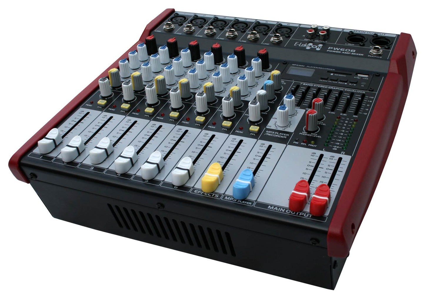 EL172580 E-Lektron PW-608 Live Power-Mixer 6-Kanal + stereo MP3 & AUX