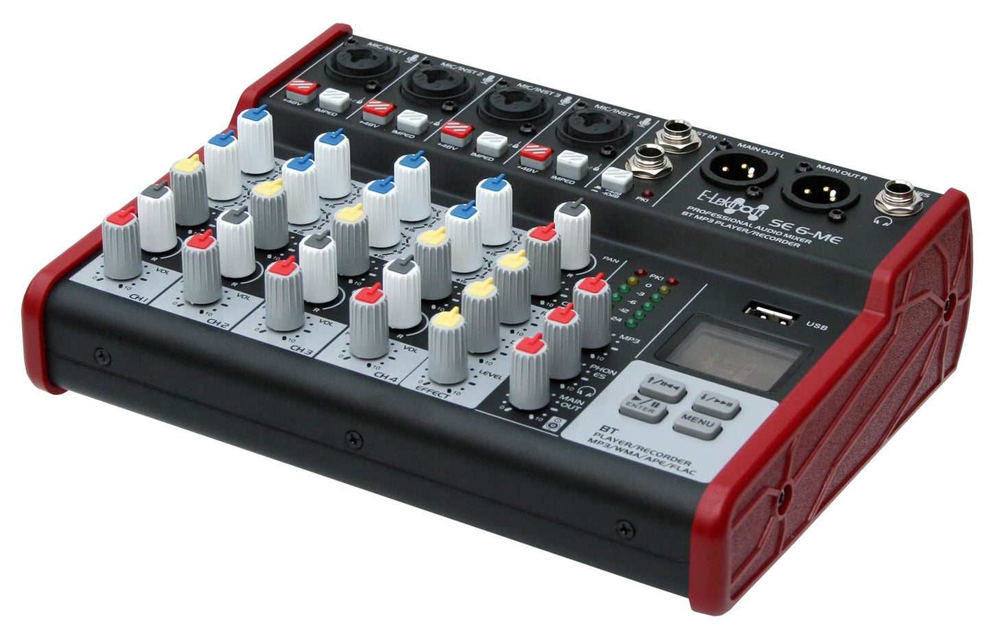 EL172583 E-Lektron SE-6 Live Mischpult 4-Kanal + stereo AUX / USB / BT