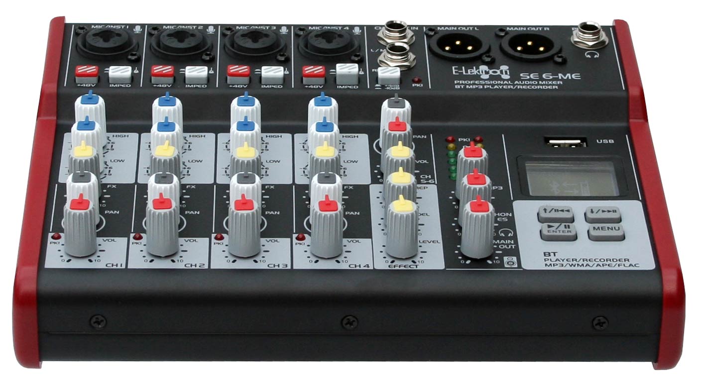 EL172583 E-Lektron SE-6 Live Mischpult 4-Kanal + stereo AUX / USB / BT