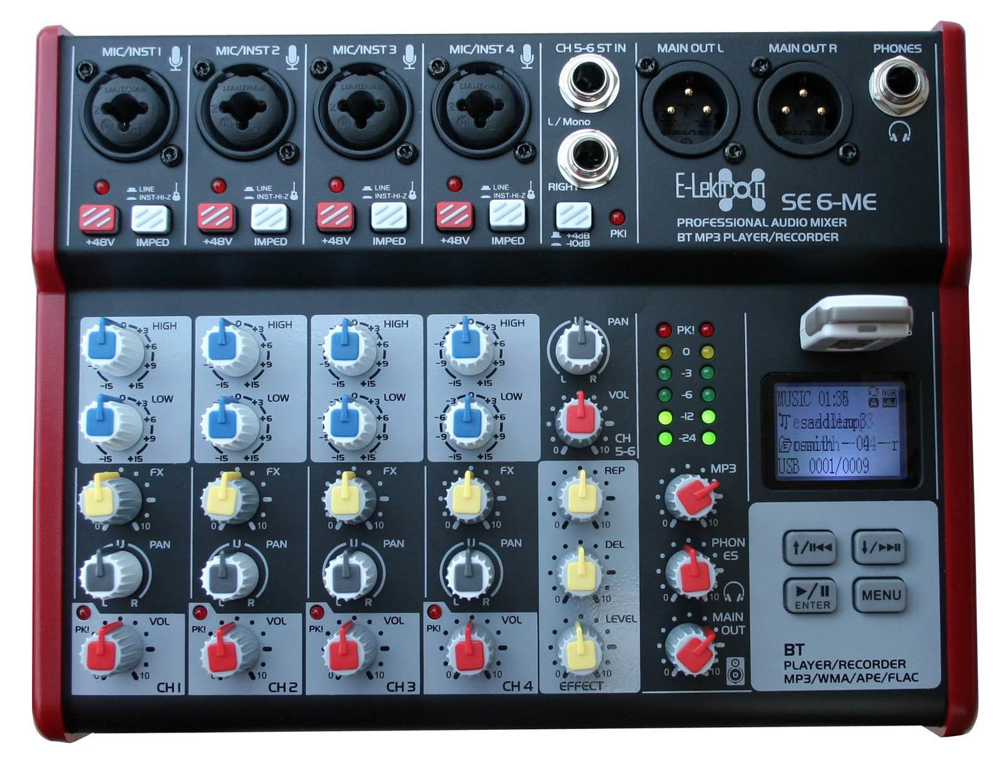 EL172583 E-Lektron SE-6 Live Mischpult 4-Kanal + stereo AUX / USB / BT