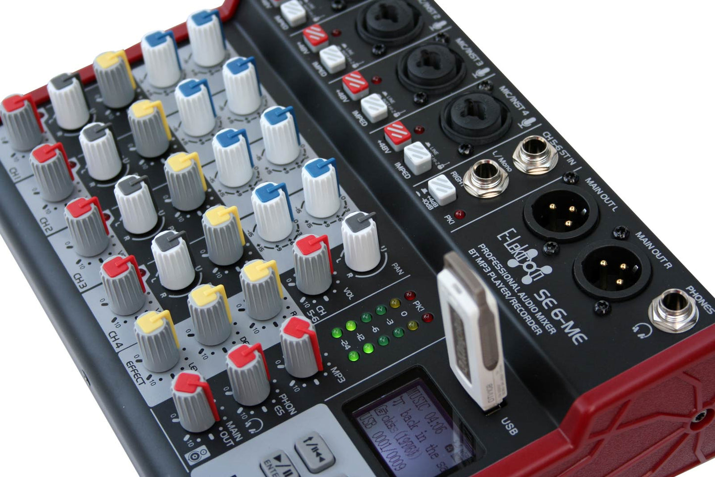 EL172583 E-Lektron SE-6 Live Mischpult 4-Kanal + stereo AUX / USB / BT