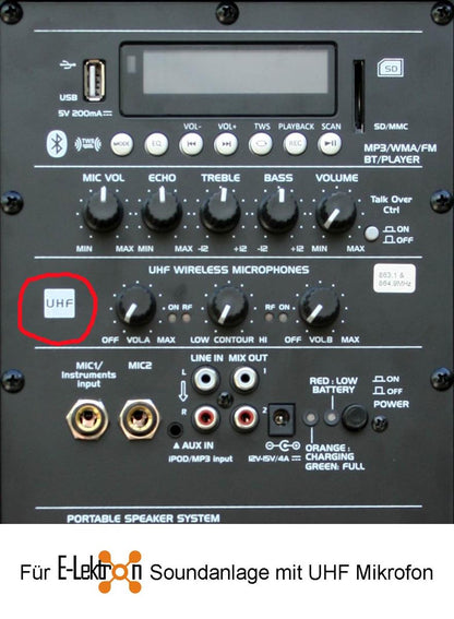 EL899071 Ersatz UHF Hand-Mikrofon EL-M864.9 für E-Lektron Soundanlage