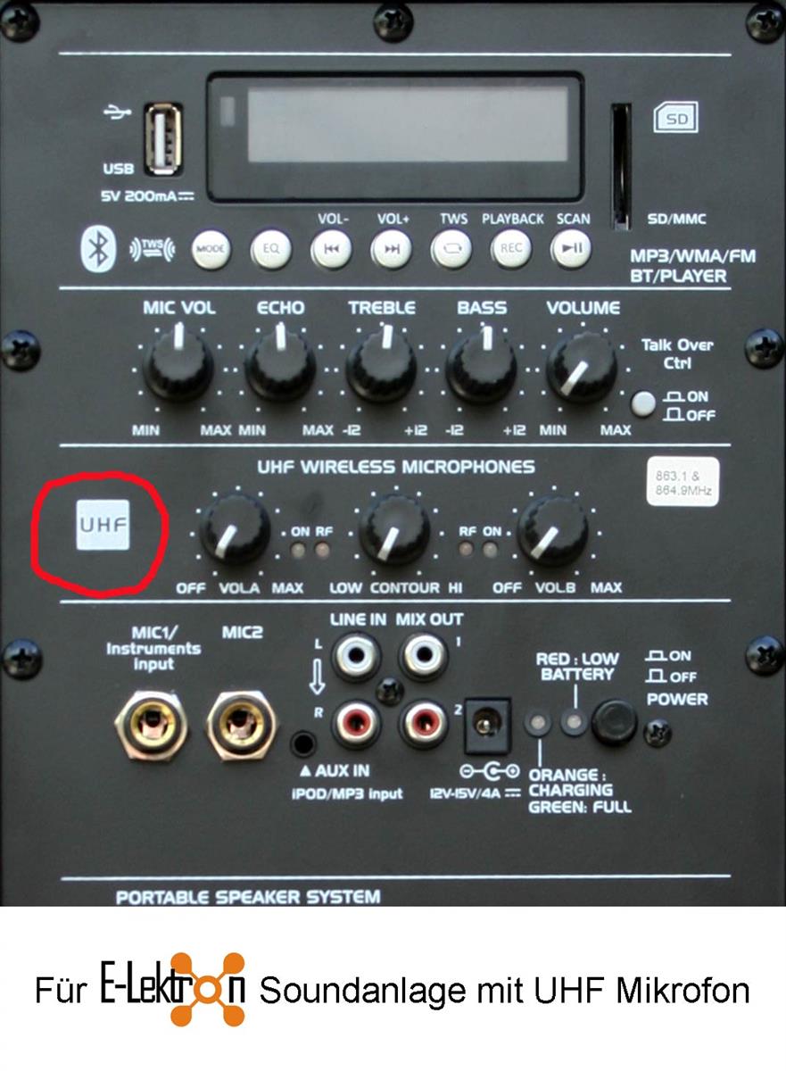 EL899071 Ersatz UHF Hand-Mikrofon EL-M864.9 für E-Lektron Soundanlage