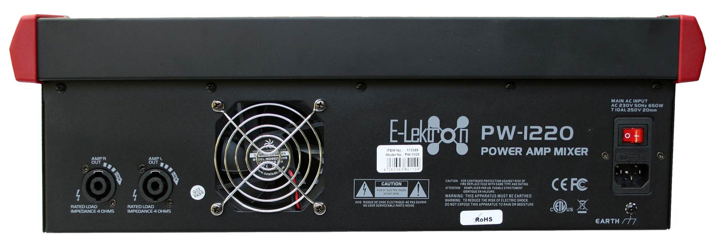 EL172589 E-Lektron PW-1220 Live Power-Mixer 12-Kanal + MP3 & AUX