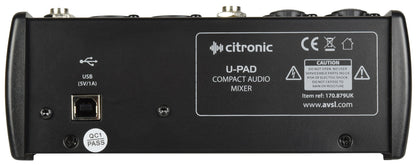 EL170879 Citronic U-PAD streaming Mischpult 2-Kanal + stereo AUX/USB