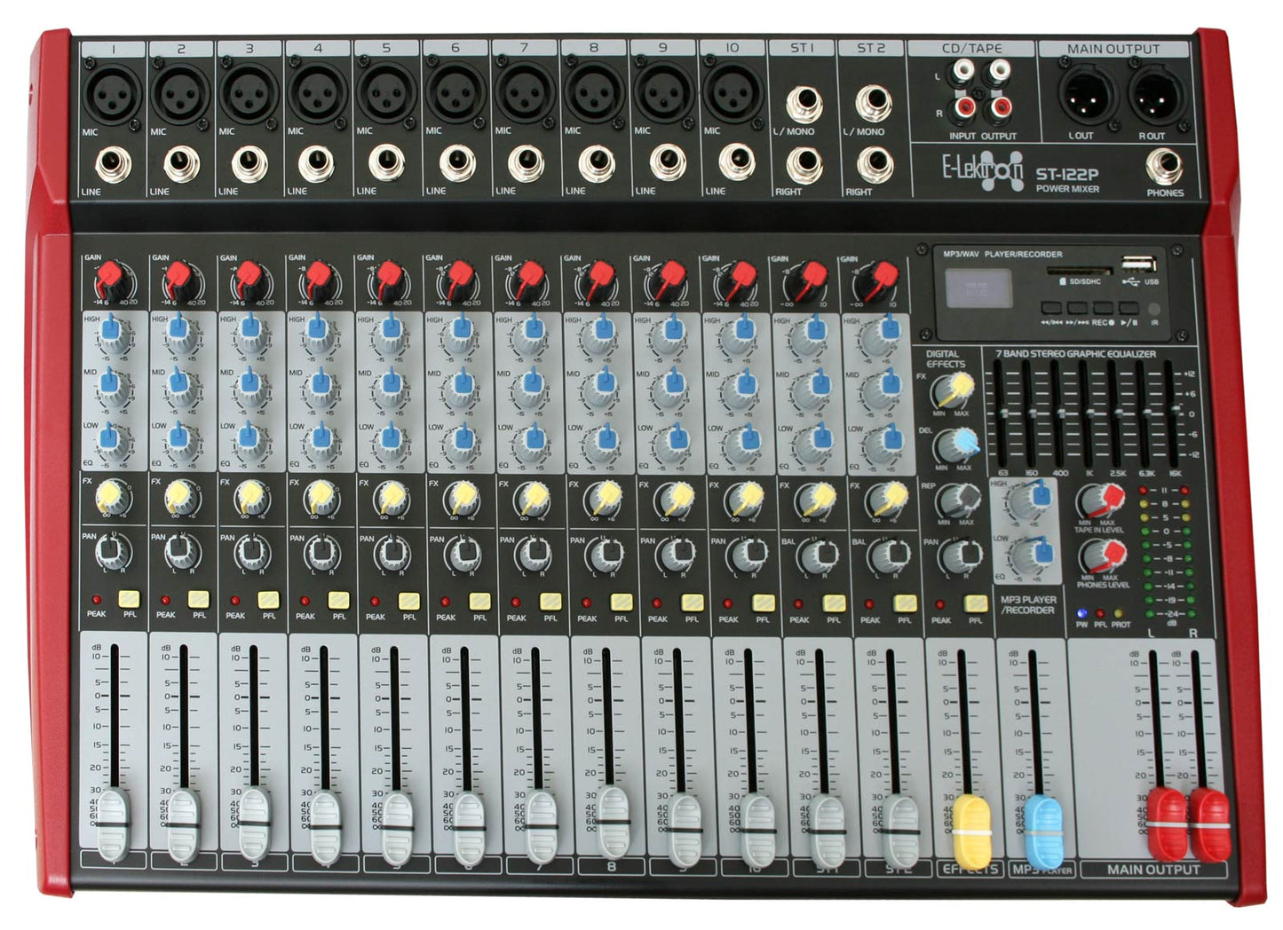 EL172618 E-Lektron ST-122P Live Power-Mixer 10-Kanal + 2x stereo + Mediaplayer