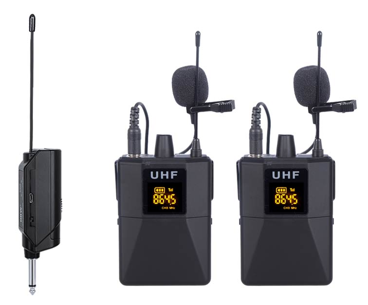 EL173744 E-Lektron U-2B 2x Lavalier Funkmikrofon Satz UHF mit Ansteck-Empfänger